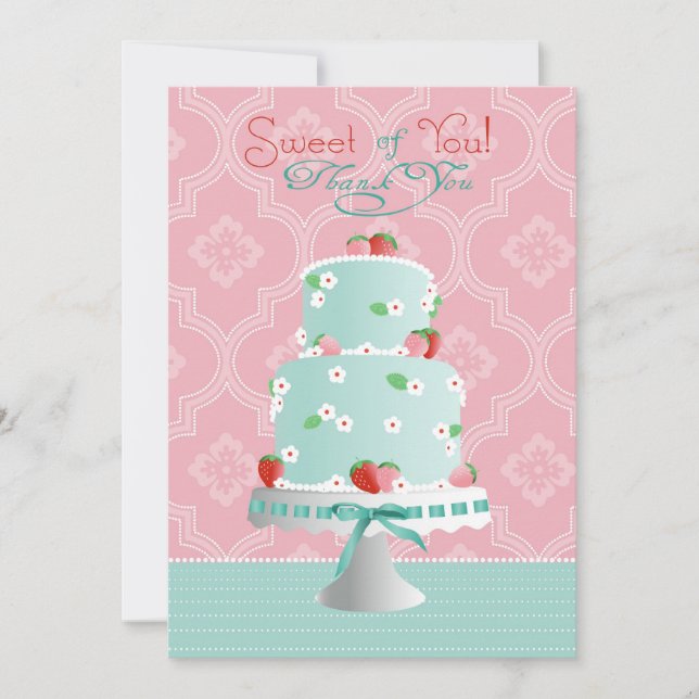 Strawberry Cake Thank You Card (Front)