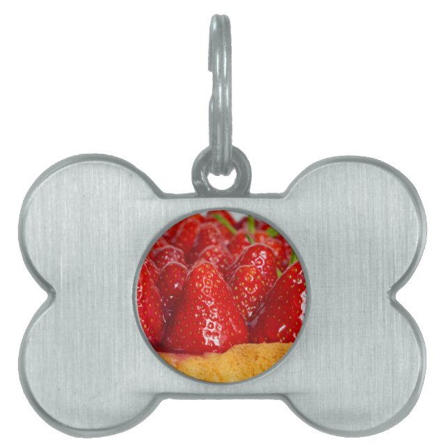 Strawberry cake with mint pet name tag (Front)