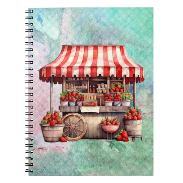 Strawberry Cart Watercolor Notebook (Front)