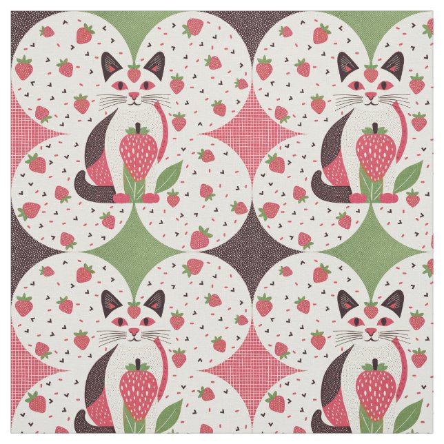 Strawberry Cat  Fabric (Swatch)