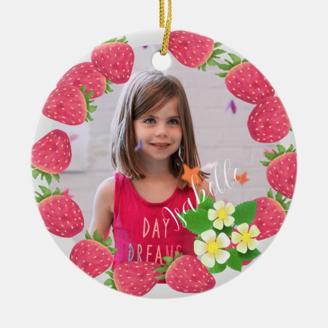 Strawberry  ceramic ornament (Front)