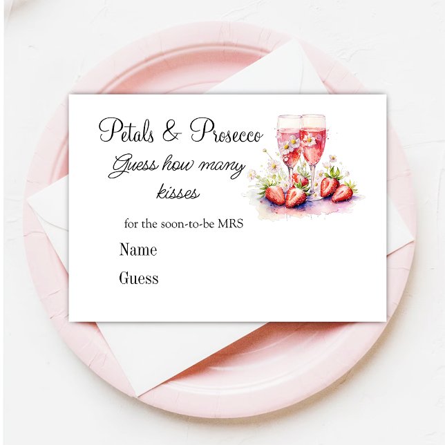 Strawberry Champagne Bridal Shower Wedding Game  Enclosure Card (Creator Uploaded)