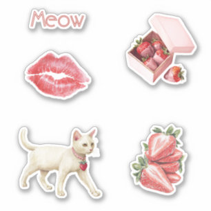 Strawberry Charm White Cat Lips