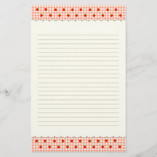 Strawberry Check Orange Stationery