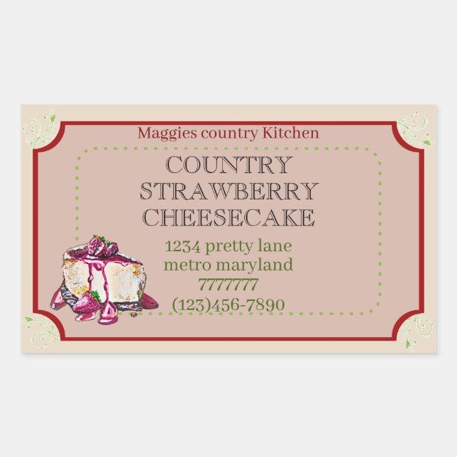 strawberry cheese cake  rectangular sticker (Front)