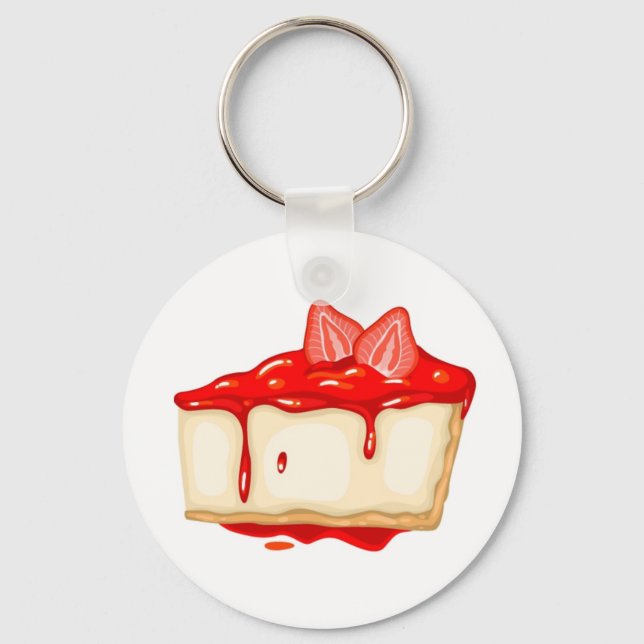 Strawberry Cheesecake delicious cake Key Ring (Front)