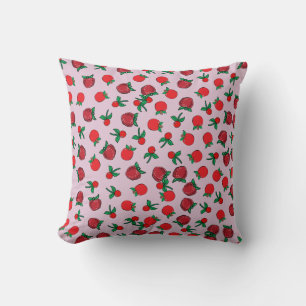 Strawberry, Cherry and Apple Pattern Throw Pillow