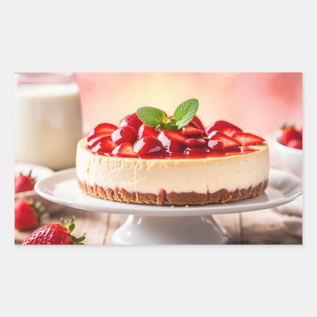 Strawberry Chesecake Rectangular Sticker (Front)
