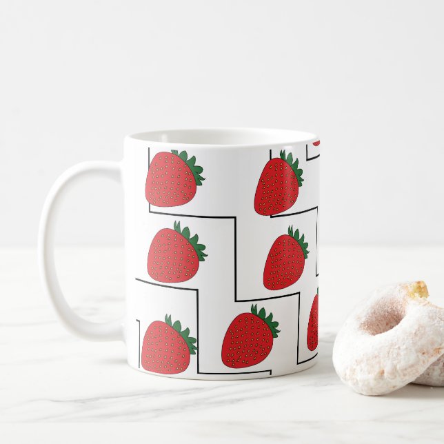 Strawberry Chevron Stripes Coffee Mug (With Donut)