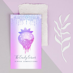 Strawberry Chocolate Confection Purple Drips Business Card