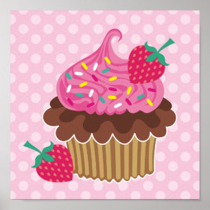 Strawberry & Chocolate Cupcake Canvas Print
