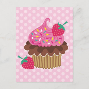 Strawberry & Chocolate Cupcake Postcard