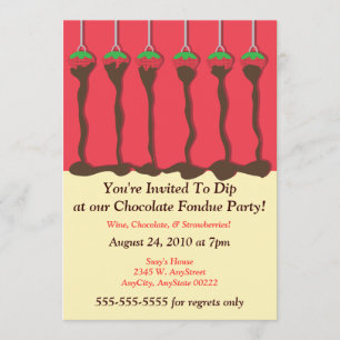 Strawberry & Chocolate Fondue Party Invitation