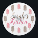 Strawberry Chocolate Ice Cream Popsicles Kitchen Large Clock<br><div class="desc">Wall clock features an original illustration of delicious strawberry shortcake and chocolate eclair ice cream popsicles. Just personalise for a fun kitchen accessory. This foodie design is also available on other products. Coordinating fruit-themed decor is also available. Don't see what you're looking for? Need help with customisation? Contact Rebecca to...</div>