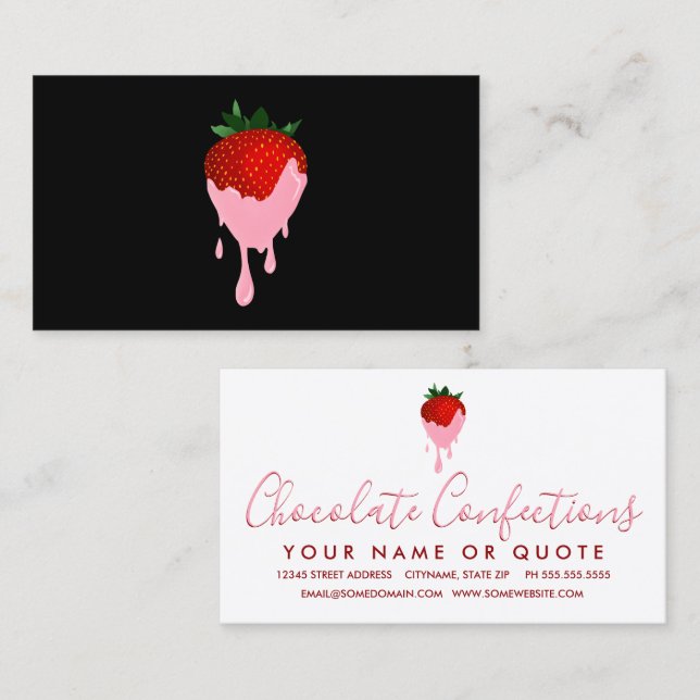 strawberry chocolate strawberry business card (Front/Back)