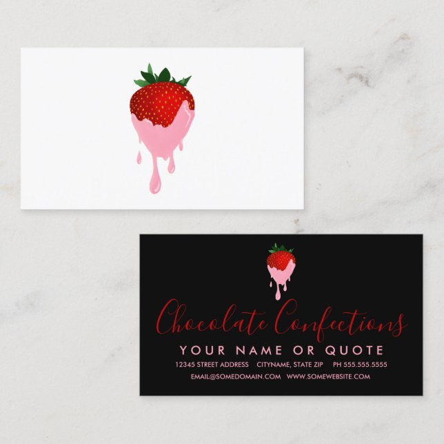 strawberry chocolate strawberry business card (Front/Back)