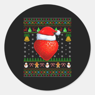 Strawberry Christmas Lights Funny Santa Ugly Sweat Classic Round Sticker