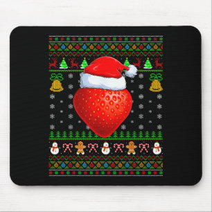 Strawberry Christmas Lights Funny Santa Ugly Sweat Mouse Pad