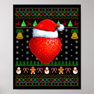 Strawberry Christmas Lights Funny Santa Ugly Sweat Poster
