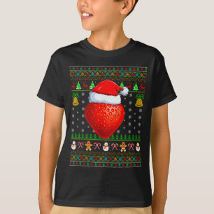 Strawberry Christmas Lights Funny Santa Ugly Sweat T-Shirt