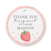 Strawberry Circle Favour Tag Thank You Berry Much