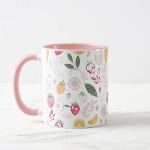 Strawberry Citrus Botanical Pattern – 11 oz Combo Mug