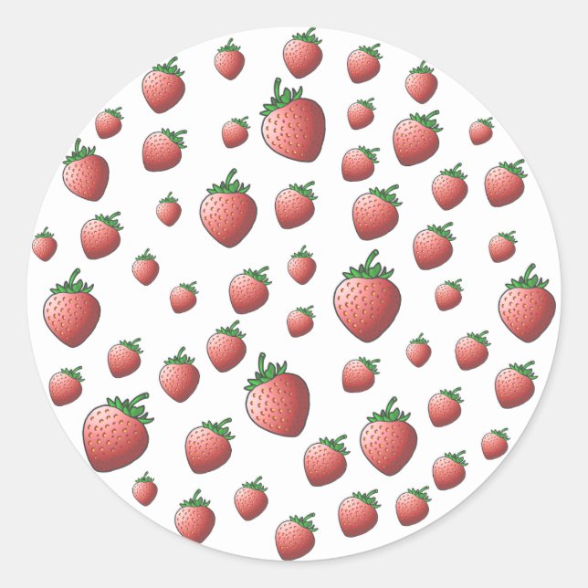 Strawberry Classic Round Sticker (Front)