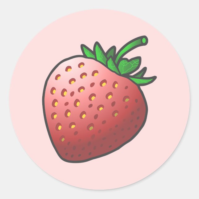 Strawberry Classic Round Sticker (Front)