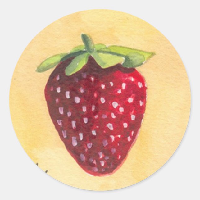 Strawberry Classic Round Sticker (Front)