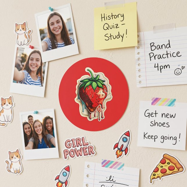 Strawberry Classic Round Sticker (Creator Uploaded)