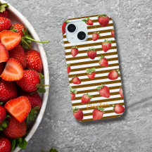 Strawberry Cocoa Stripes Personalise Iphone Case