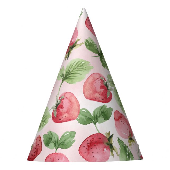 Strawberry Cone Paper Party Hat (Front)