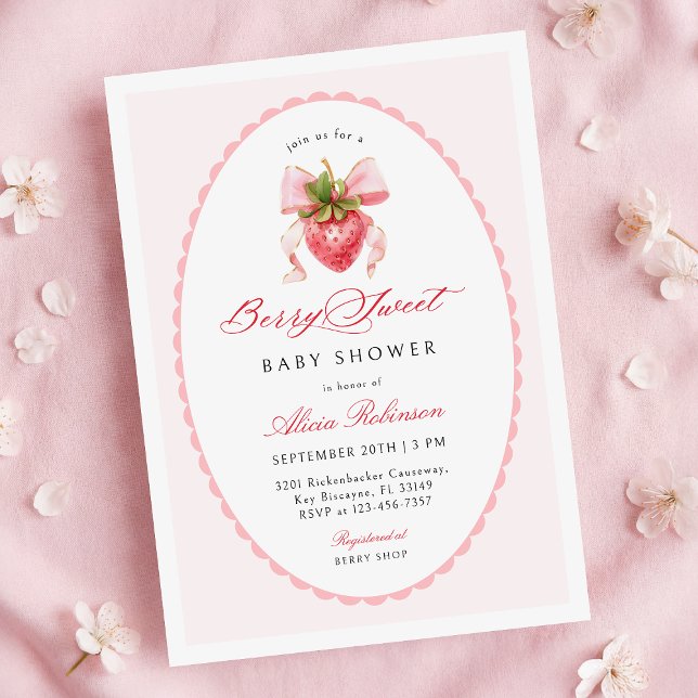 Strawberry Coquette Baby Shower Invitation (Creator Uploaded)