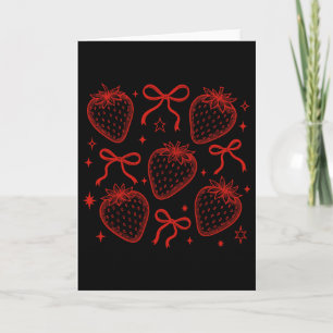 Strawberry Coquette Bow Cruise Summer Vacation Haw Card