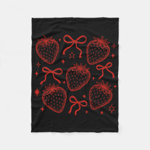 Strawberry Coquette Bow Cruise Summer Vacation Haw Fleece Blanket