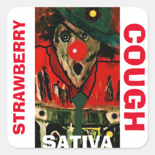 STRAWBERRY COUGH SATIVA SQUARE STICKER