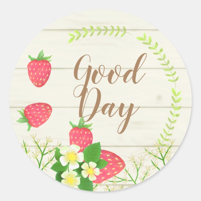 Strawberry. Country-styled. Personalised.  Classic Round Sticker (Front)