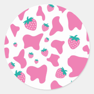 Strawberry Cow Classic Round Sticker
