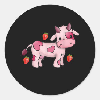 Strawberry Cow Cute Pink Cow Classic Round Sticker