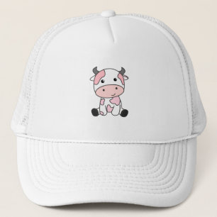 Strawberry Cow Cute Pink Strawberry Cow Kawaii Trucker Hat