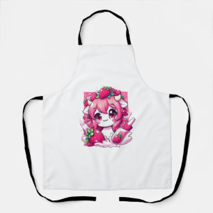 Strawberry Cow Kawaii Anime Strawberry Milk _1 Apron