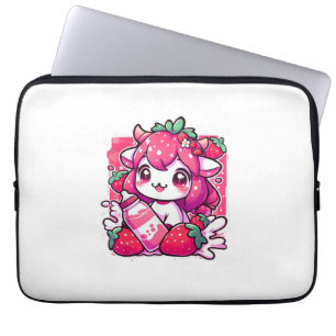 Strawberry Cow Kawaii Anime Strawberry Milk _2_1 Laptop Sleeve