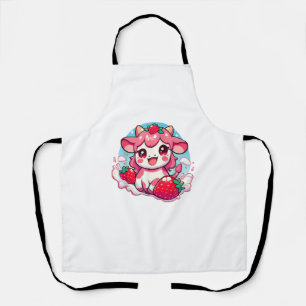 Strawberry Cow Kawaii Anime Strawberry Milk _3 Apron