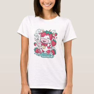 Strawberry Cow Kawaii Anime Strawberry Milk _4 T-Shirt