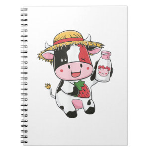 Strawberry Cow Kawaii Anime Strawberry Milk _7 Notebook