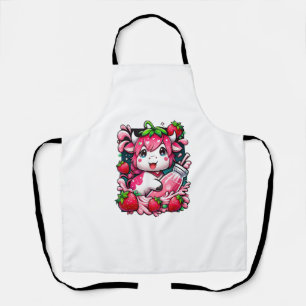 Strawberry Cow Kawaii Anime Strawberry Milk Apron