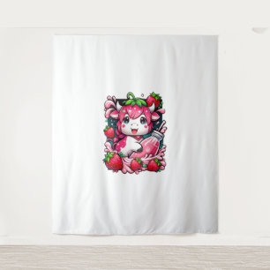 Strawberry Cow Kawaii Anime Strawberry Milk Tapestry