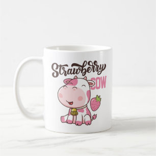 Strawberry cow kawaii cow cute cow pink print  coffee mug