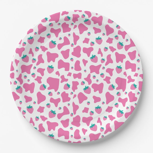 Strawberry Cow Paper Plate (Front)