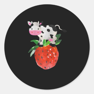 Strawberry Cowprint Cute Pink Cow Classic Round Sticker